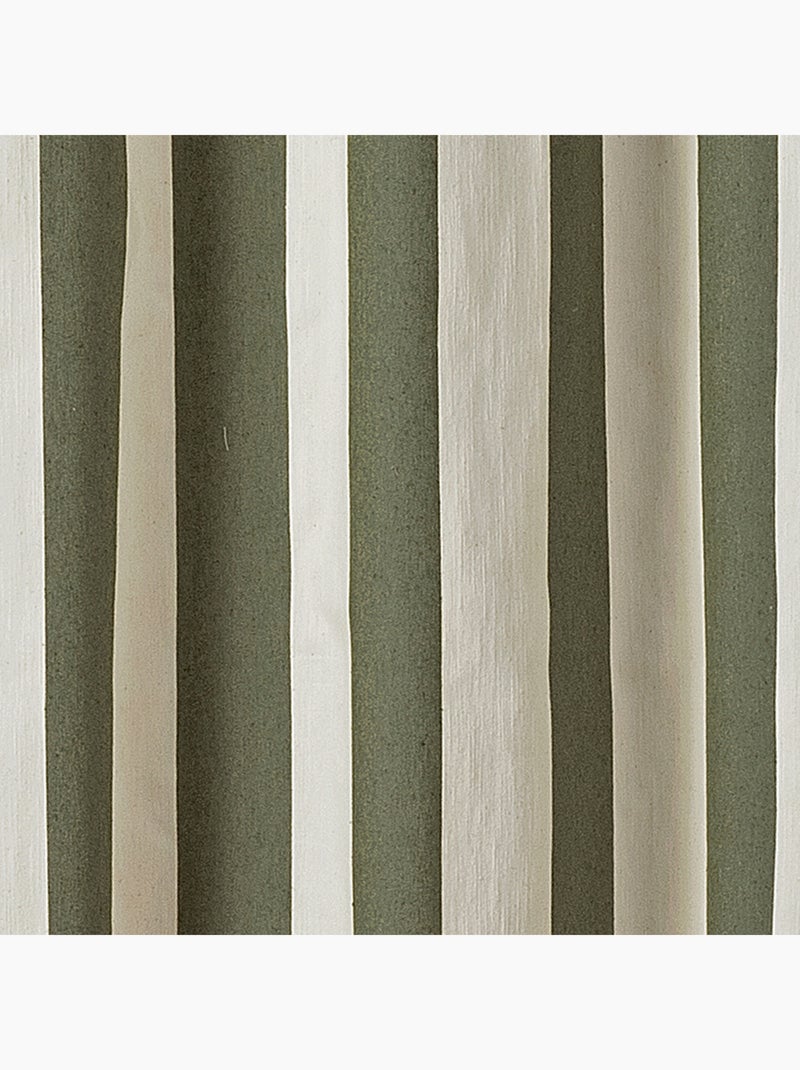Rideau à rayures verticales en armure satin avec œillets Vert - Kiabi