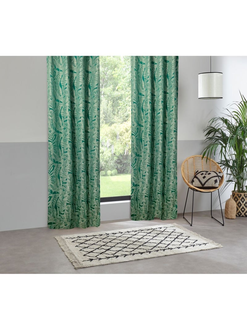 Rideau à tissu jacquard à motifs feuilles FOLHA Vert - Kiabi