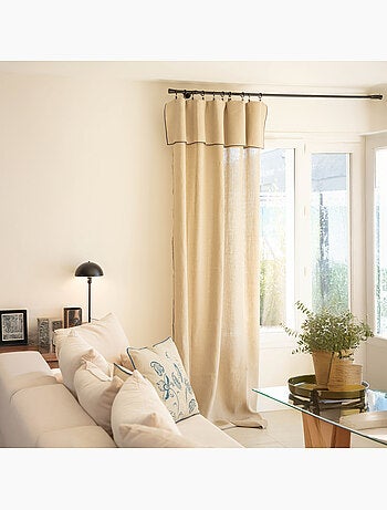 Rideau ajustable 100% lin lavé anneaux inclus