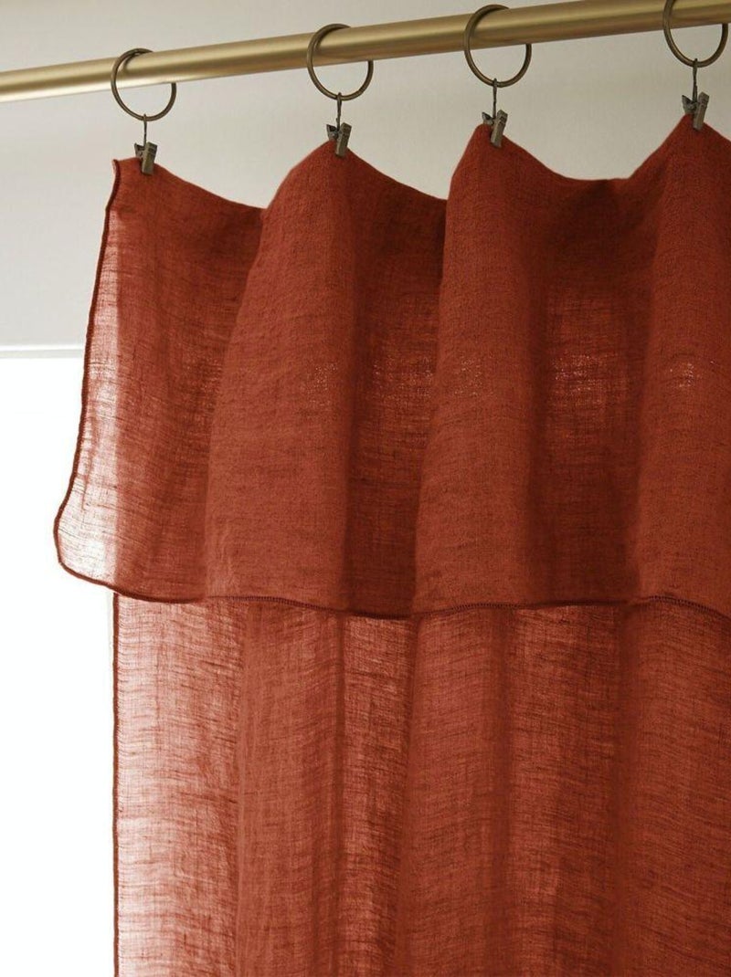 Rideau ajustable 140x270 en Lin lavé Orange - Kiabi