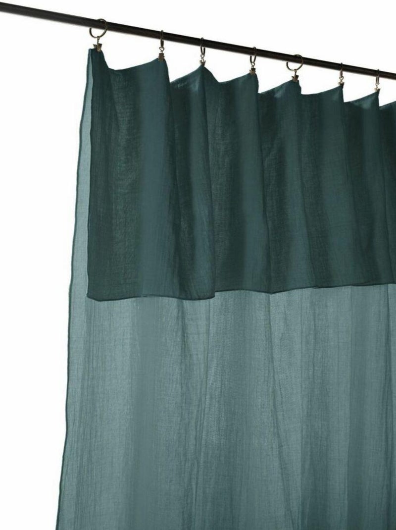Rideau Ajustable 140x300 cm Gaze de Coton Bleu canard - Kiabi