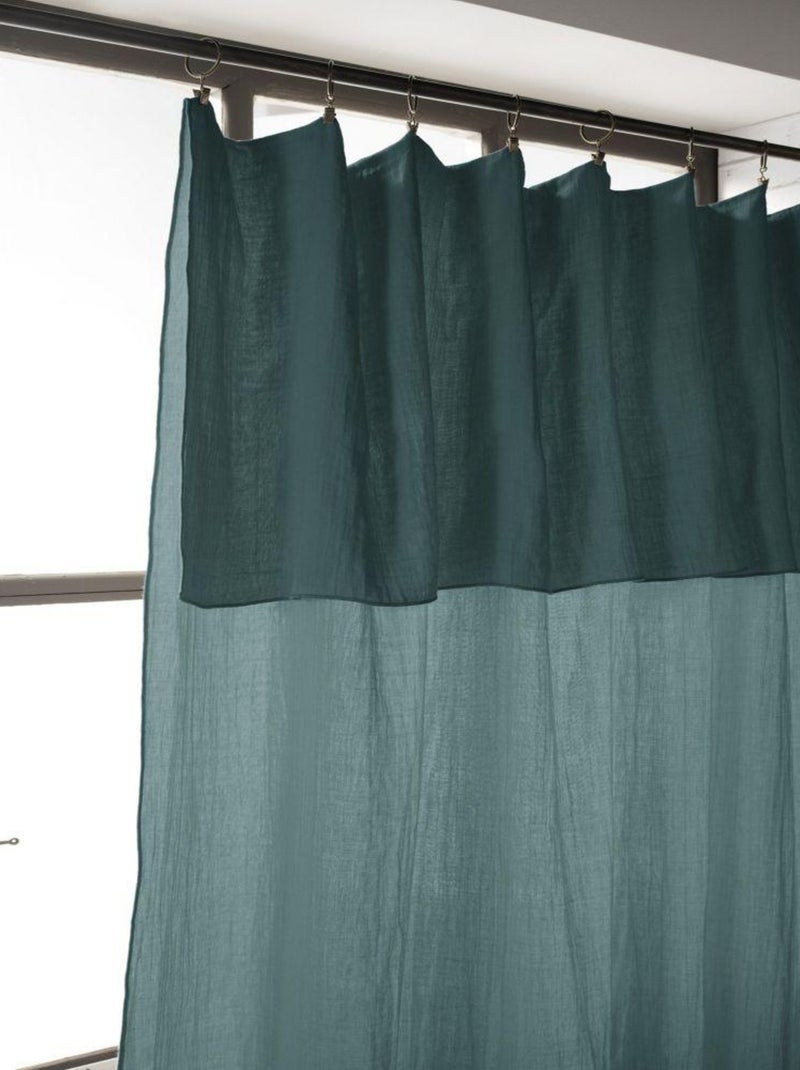 Rideau ajustable 140x300 en double Gaze de coton Bleu canard - Kiabi
