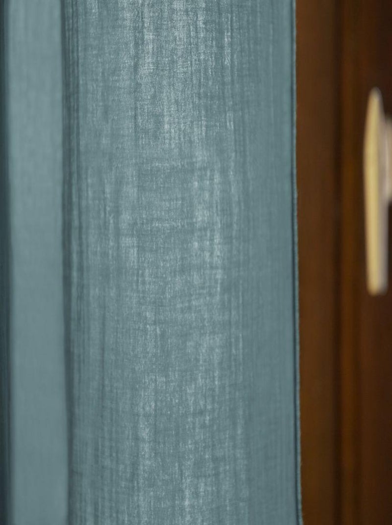 Rideau ajustable 140x300 en double Gaze de coton Bleu canard - Kiabi