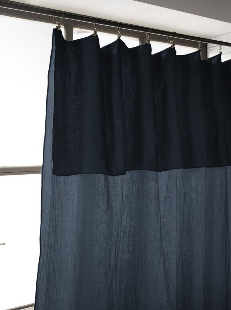 Rideau ajustable 140x300 en double Gaze de coton Bleu nuit - Kiabi