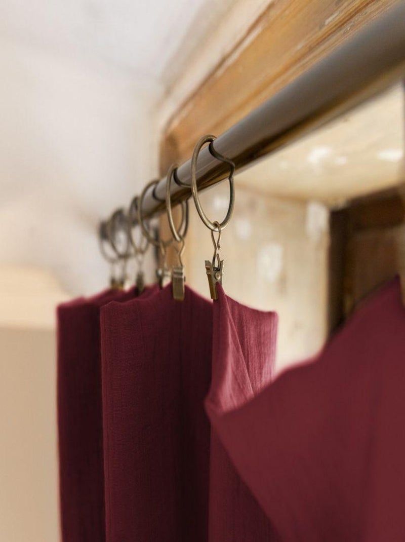 Rideau ajustable 140x300 en double Gaze de coton Bordeaux - Kiabi