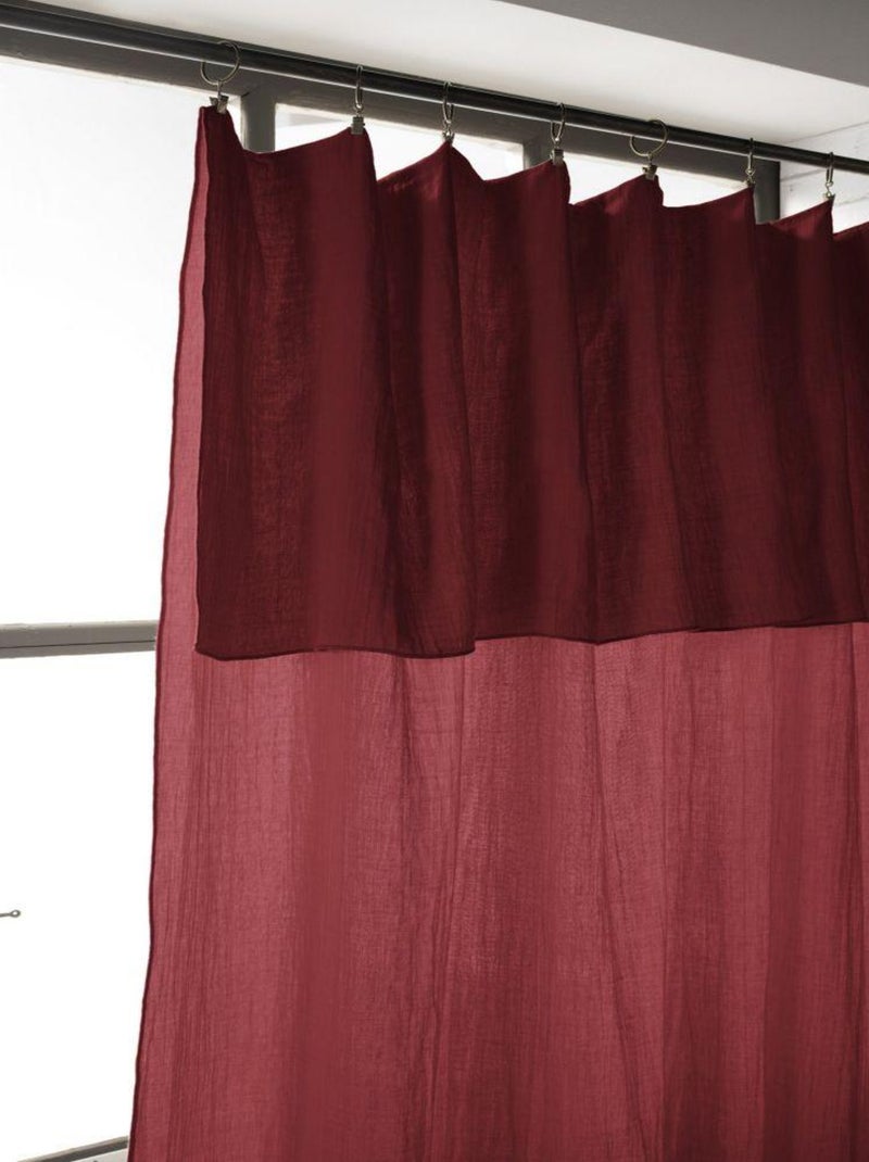 Rideau ajustable 140x300 en double Gaze de coton Bordeaux - Kiabi