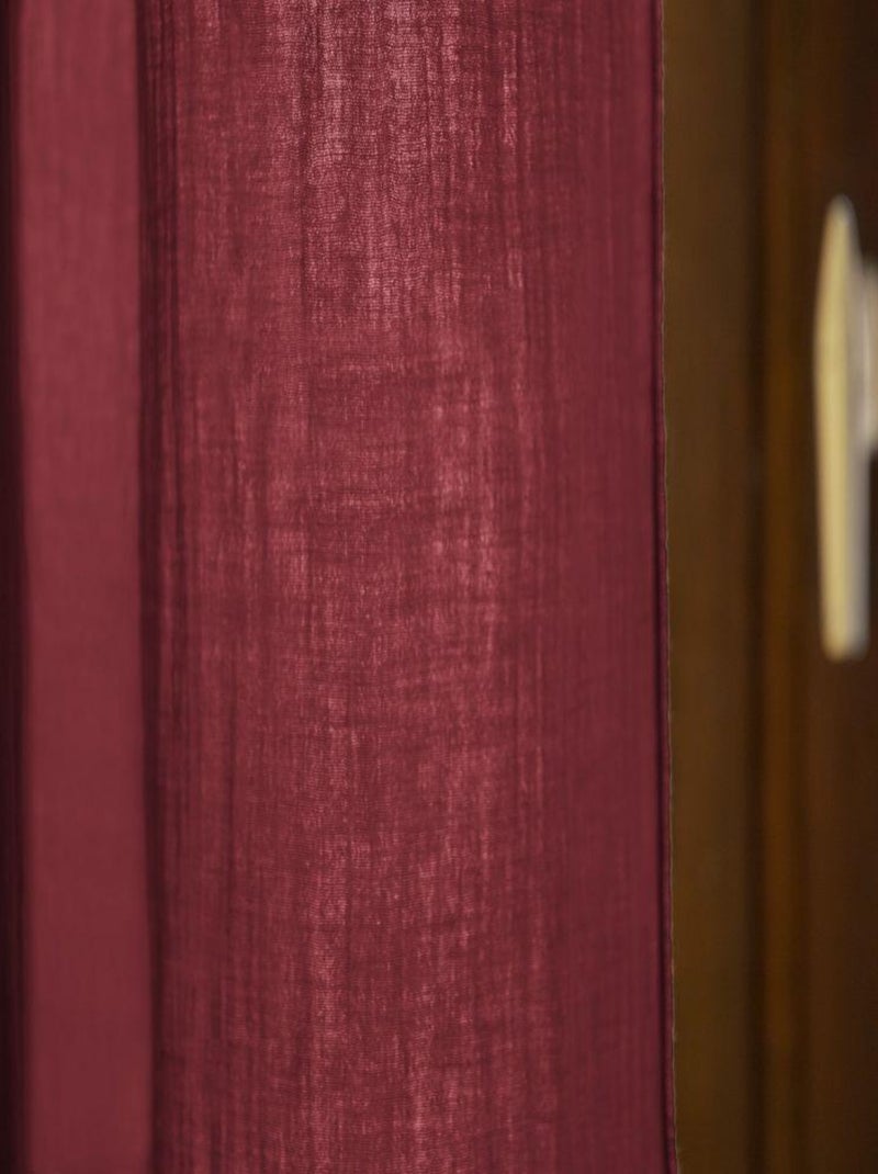 Rideau ajustable 140x300 en double Gaze de coton Bordeaux - Kiabi