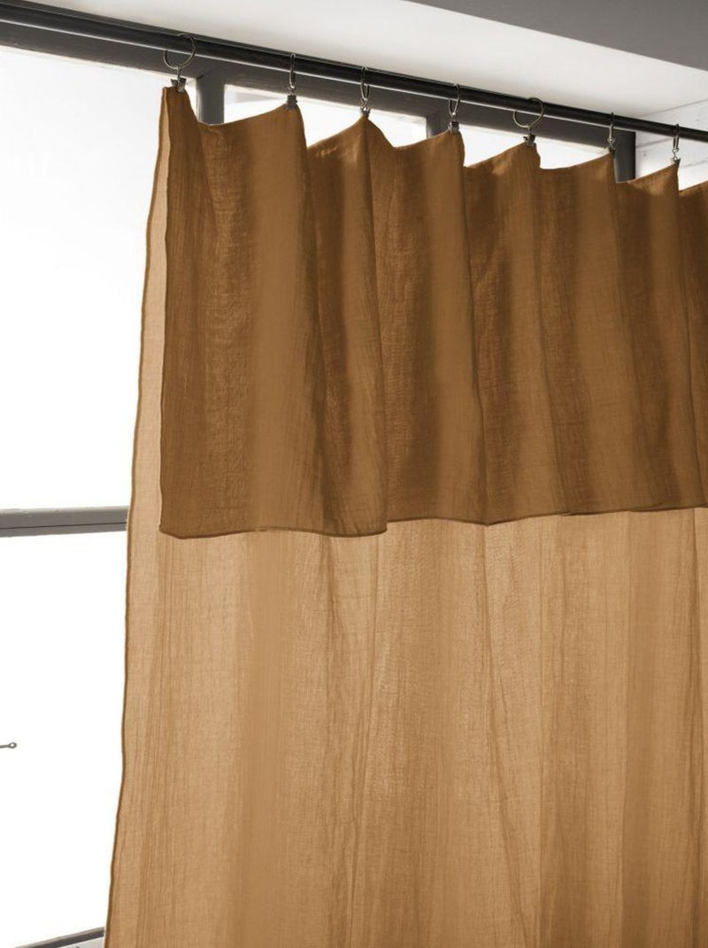 Rideau ajustable 140x300 en double Gaze de coton Camel - Kiabi