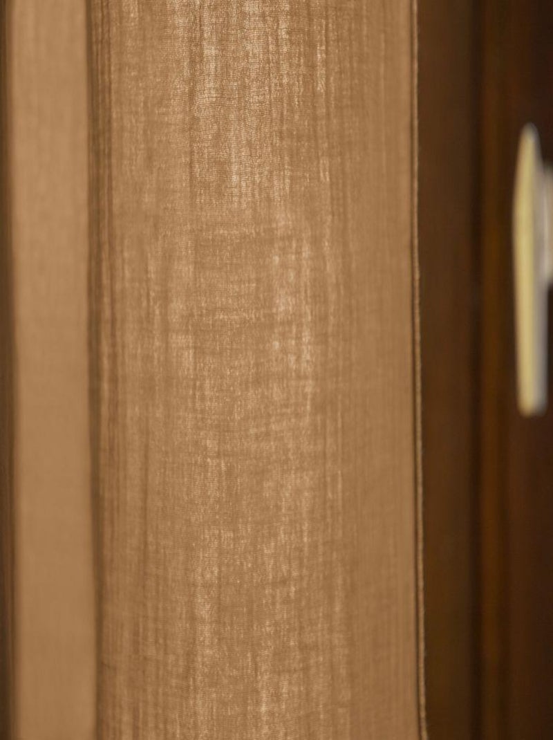 Rideau ajustable 140x300 en double Gaze de coton Camel - Kiabi