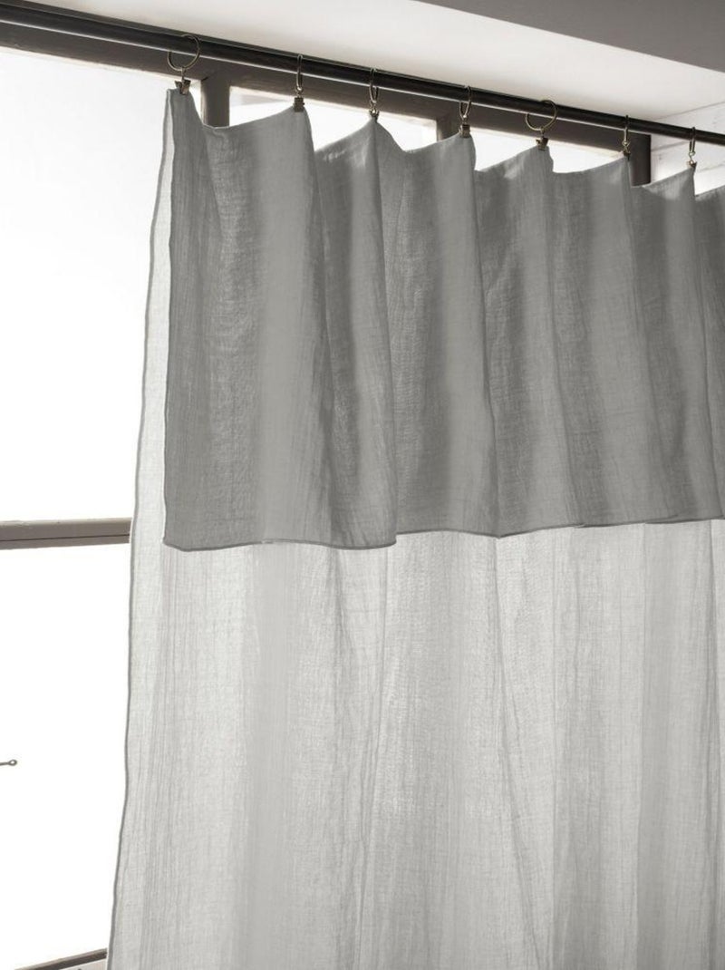 Rideau ajustable 140x300 en double Gaze de coton Gris clair - Kiabi