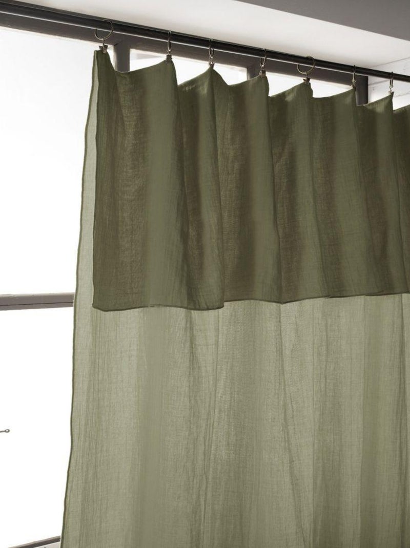 Rideau ajustable 140x300 en double Gaze de coton Kaki - Kiabi