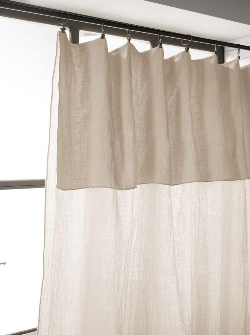 Rideau ajustable 140x300 en double Gaze de coton Marron clair - Kiabi