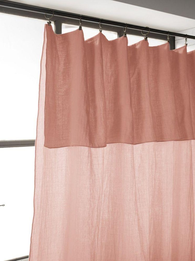 Rideau ajustable 140x300 en double Gaze de coton Rose foncé - Kiabi