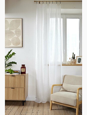 Rideau ajustable + 8 anneaux pince 100% lin lavé evy