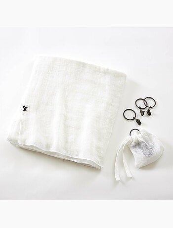Rideau ajustable + 8 anneaux pince 100% lin lavé evy