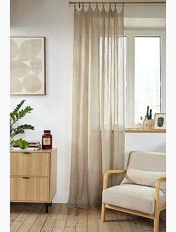 Rideau ajustable + 8 anneaux pince 100% lin lavé evy