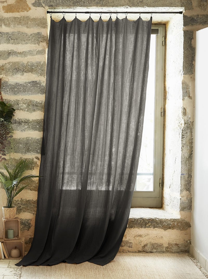 Rideau ajustable + 8 anneaux pince collection Gaia Beige - Kiabi