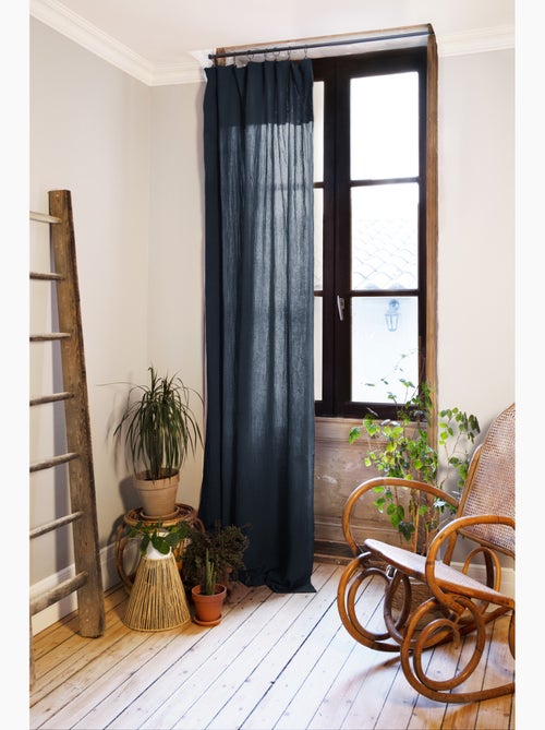 Rideau ajustable + 8 anneaux pince collection Gaia - Kiabi