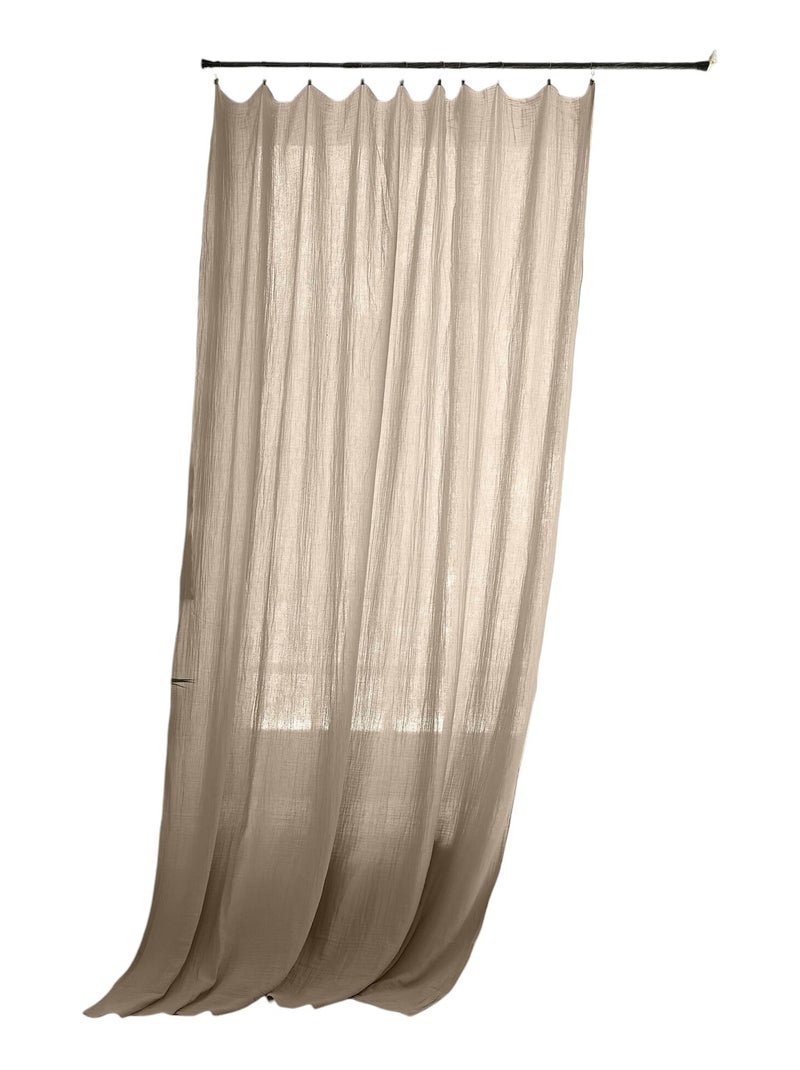 Rideau ajustable + 8 anneaux pince collection Gaia Gris clair - Kiabi