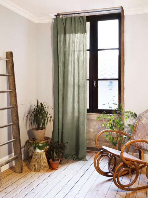Rideau ajustable + 8 anneaux pince collection Gaia - Kiabi