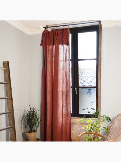 Rideau ajustable + 8 anneaux pince collection Gaia - Kiabi
