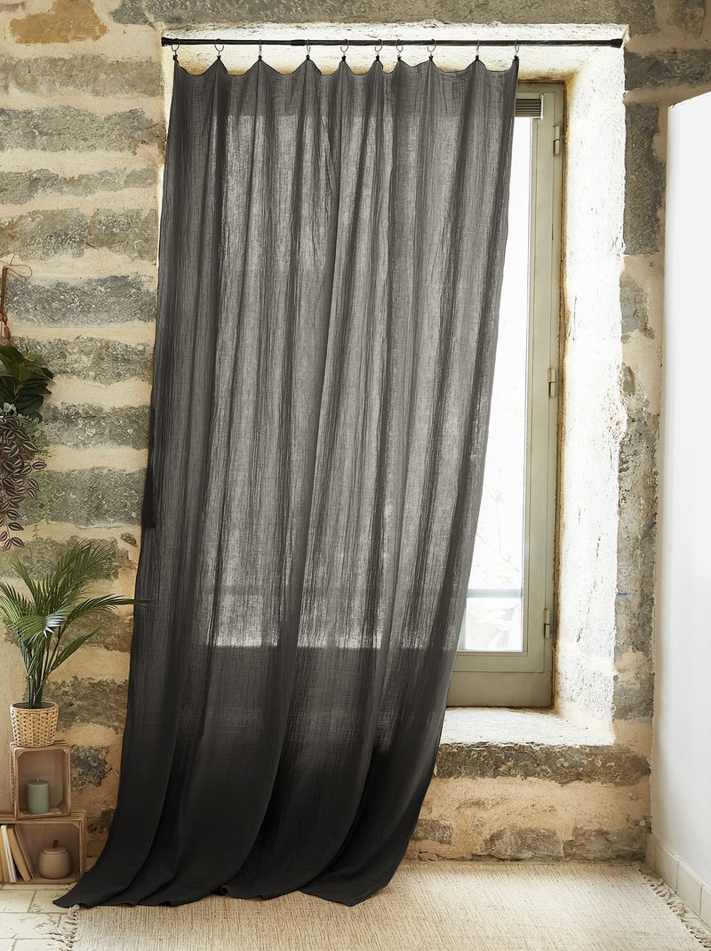 Rideau ajustable + 8 anneaux pince collection Gaia Vert sapin - Kiabi