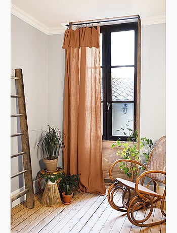 Rideau ajustable + 8 anneaux pince – Gaze de coton – Gaïa
