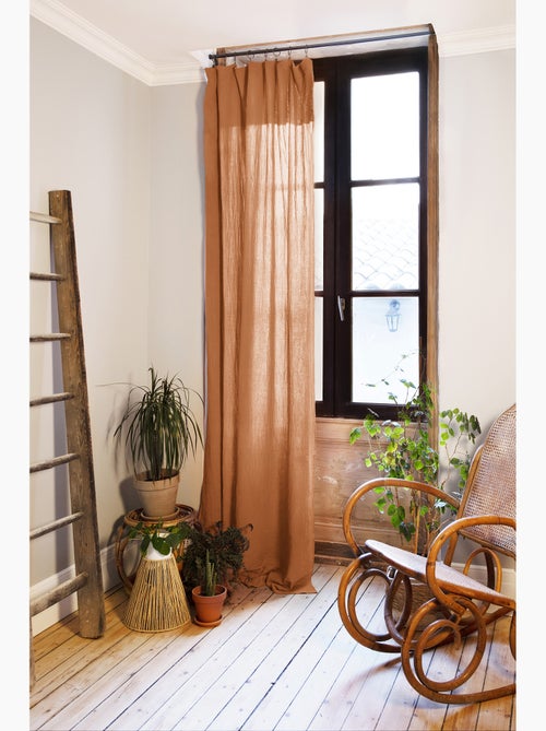 Rideau ajustable + 8 anneaux pince – Gaze de coton – Gaïa - Kiabi