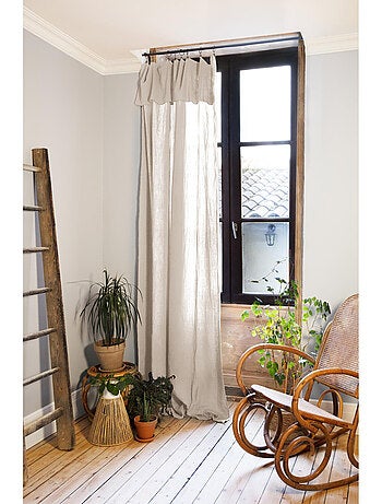 Rideau ajustable + 8 anneaux pince – Gaze de coton – Gaïa