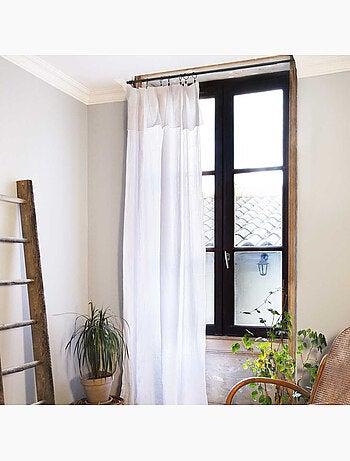 Rideau ajustable + 8 anneaux pince – Gaze de coton – Gaïa