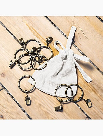 Rideau ajustable + 8 anneaux pince – Gaze de coton – Gaïa