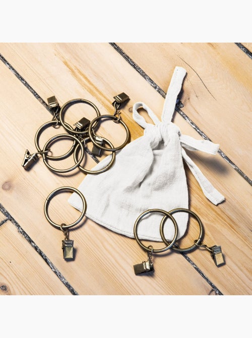 Rideau ajustable + 8 anneaux pince – Gaze de coton – Gaïa - Kiabi