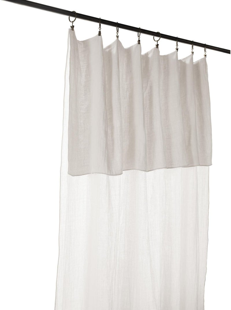 Rideau ajustable + 8 anneaux pince – Gaze de coton – Gaïa Blanc - Kiabi