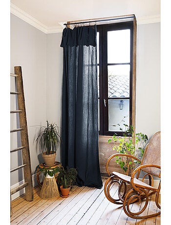 Rideau ajustable + 8 anneaux pince – Gaze de coton – Gaïa
