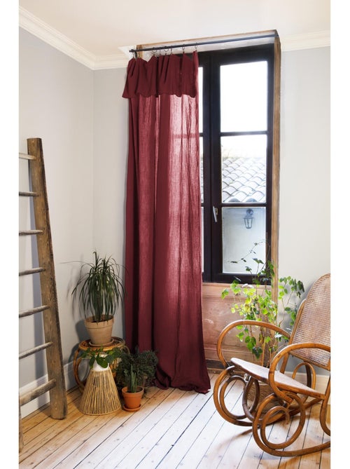 Rideau ajustable + 8 anneaux pince – Gaze de coton – Gaïa - Kiabi