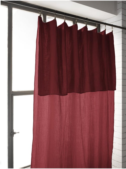 Rideau ajustable + 8 anneaux pince – Gaze de coton – Gaïa - Kiabi