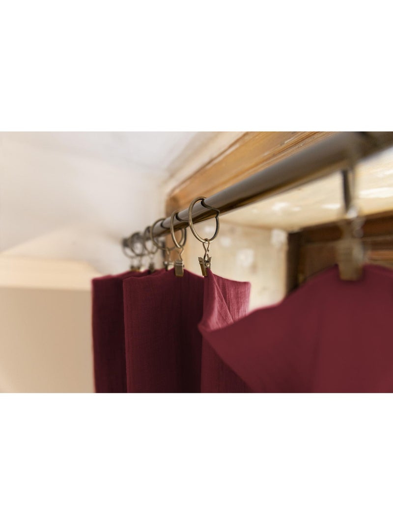 Rideau ajustable + 8 anneaux pince – Gaze de coton – Gaïa Bordeaux - Kiabi
