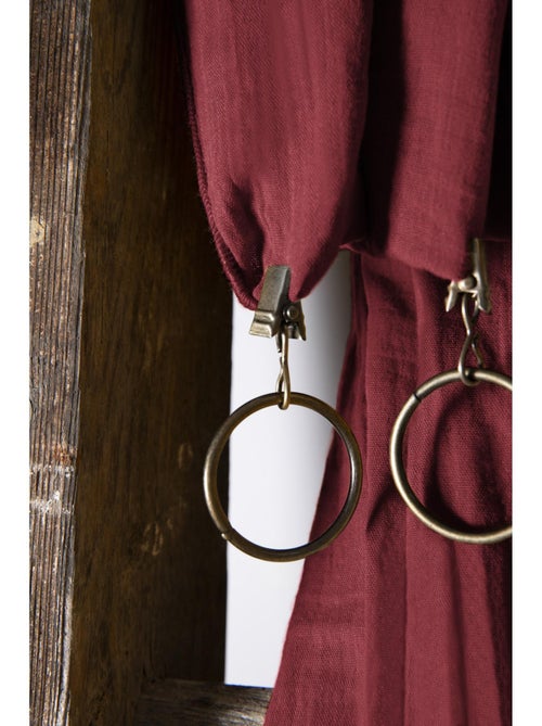 Rideau ajustable + 8 anneaux pince – Gaze de coton – Gaïa - Kiabi