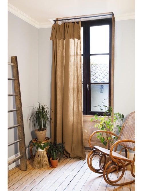 Rideau ajustable + 8 anneaux pince – Gaze de coton – Gaïa - Kiabi