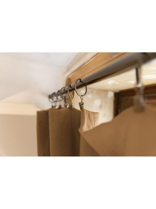 Rideau ajustable + 8 anneaux pince – Gaze de coton – Gaïa - Kiabi