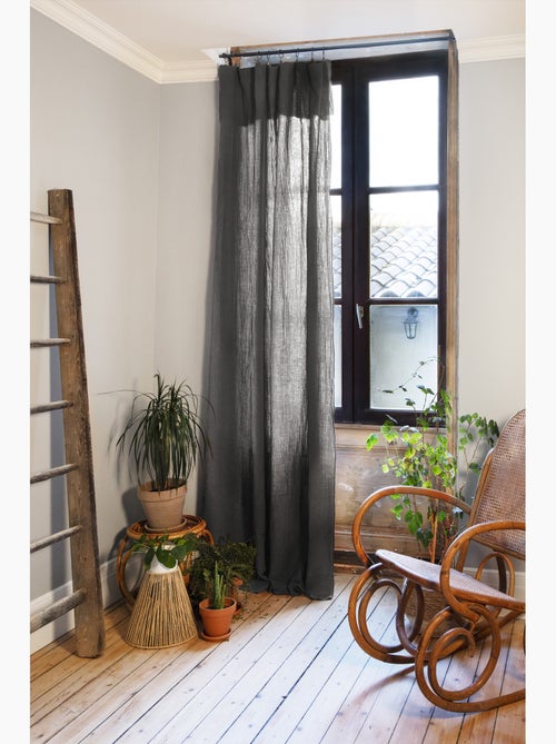 Rideau ajustable + 8 anneaux pince – Gaze de coton – Gaïa - Kiabi