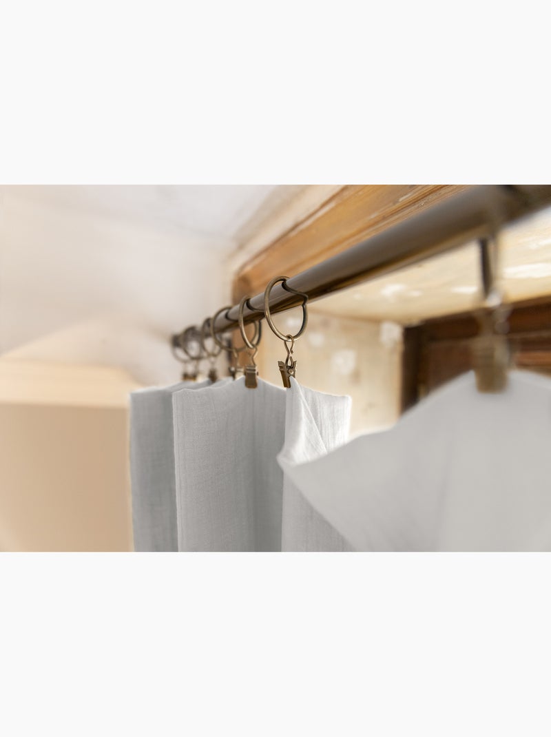 Rideau ajustable + 8 anneaux pince – Gaze de coton – Gaïa Gris - Kiabi