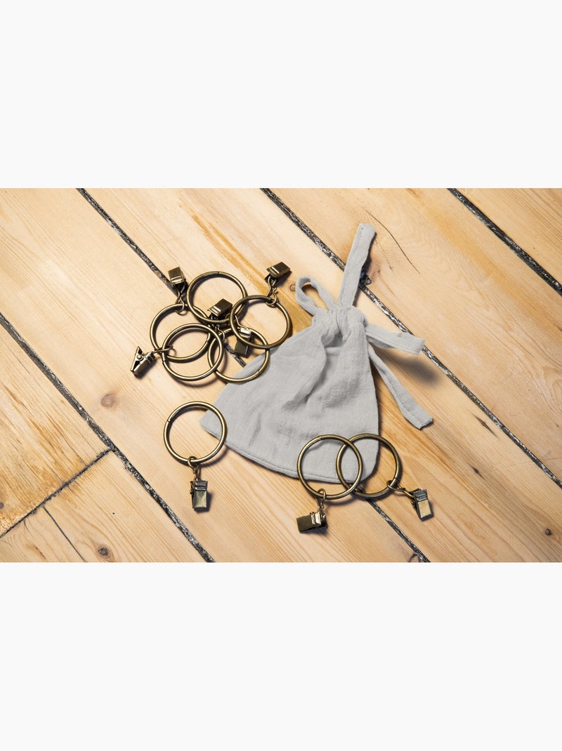 Rideau ajustable + 8 anneaux pince – Gaze de coton – Gaïa Gris - Kiabi