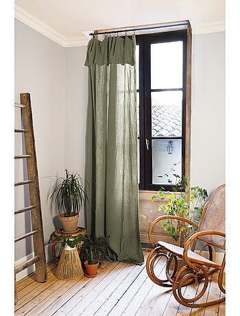 Rideau ajustable + 8 anneaux pince – Gaze de coton – Gaïa