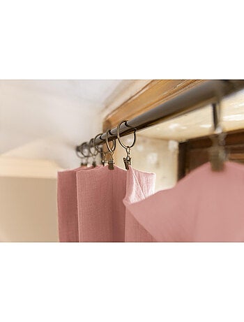 Rideau ajustable + 8 anneaux pince – Gaze de coton – Gaïa