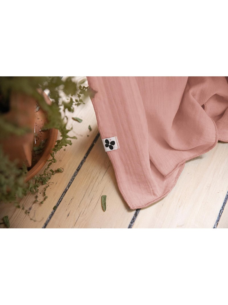 Rideau ajustable + 8 anneaux pince – Gaze de coton – Gaïa Peche - Kiabi