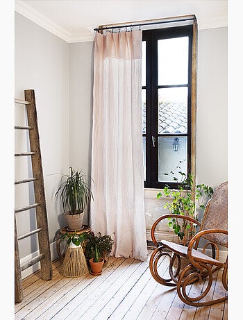 Rideau ajustable + 8 anneaux pince – Gaze de coton – Gaïa