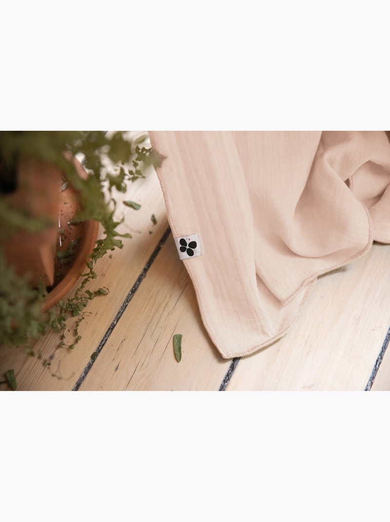 Rideau ajustable + 8 anneaux pince – Gaze de coton – Gaïa Rose - Kiabi