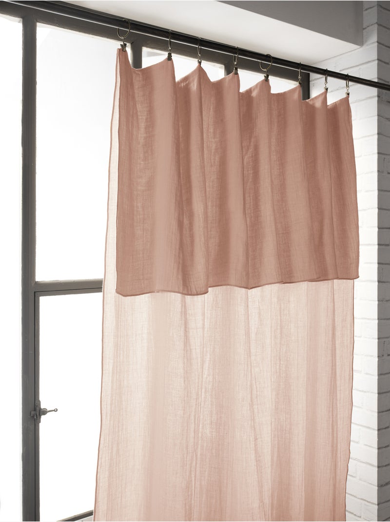 Rideau ajustable + 8 anneaux pince – Gaze de coton – Gaïa Rose - Kiabi