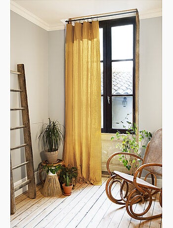 Rideau ajustable + 8 anneaux pince – Gaze de coton – Gaïa